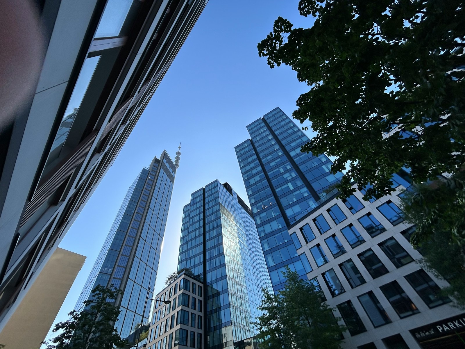 Financial district office towers representing the financial services sector